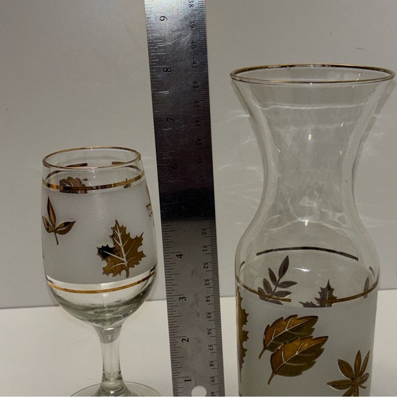 Libbey vintage St Clair Golden Harvest decanter and wine glasses set with box - Picture 14 of 15